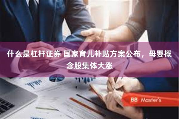 什么是杠杆证券 国家育儿补贴方案公布，母婴概念股集体大涨